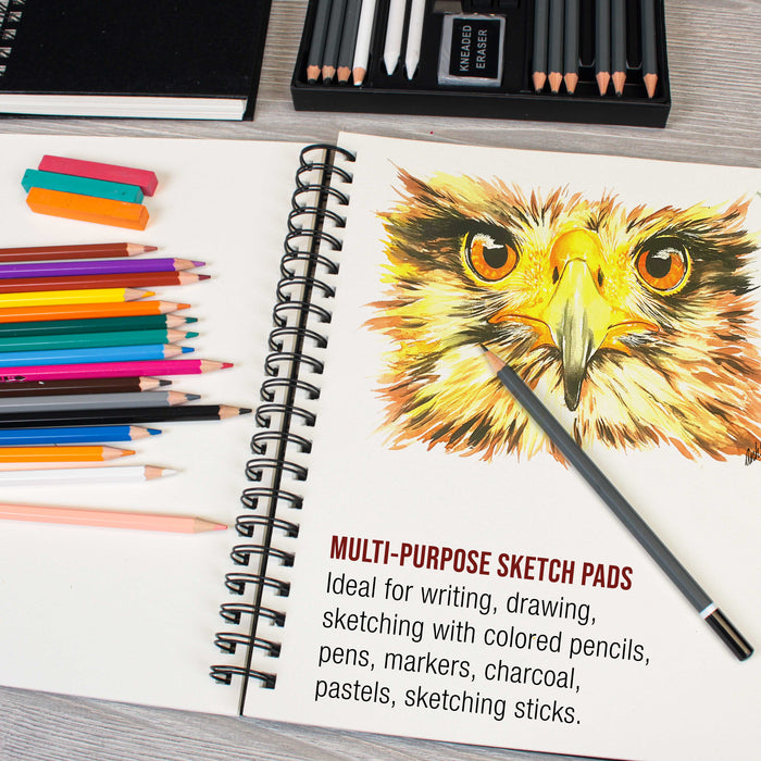 8.5" x 11" Premium Hardbound Sketch Book, 2 Pack, 80 Sheets Each, 70 lb (110gsm) - Hardcover Spiral Bound Artist Field, Small Sketch Pad, Acid-Free Drawing Pad - Adults, Students