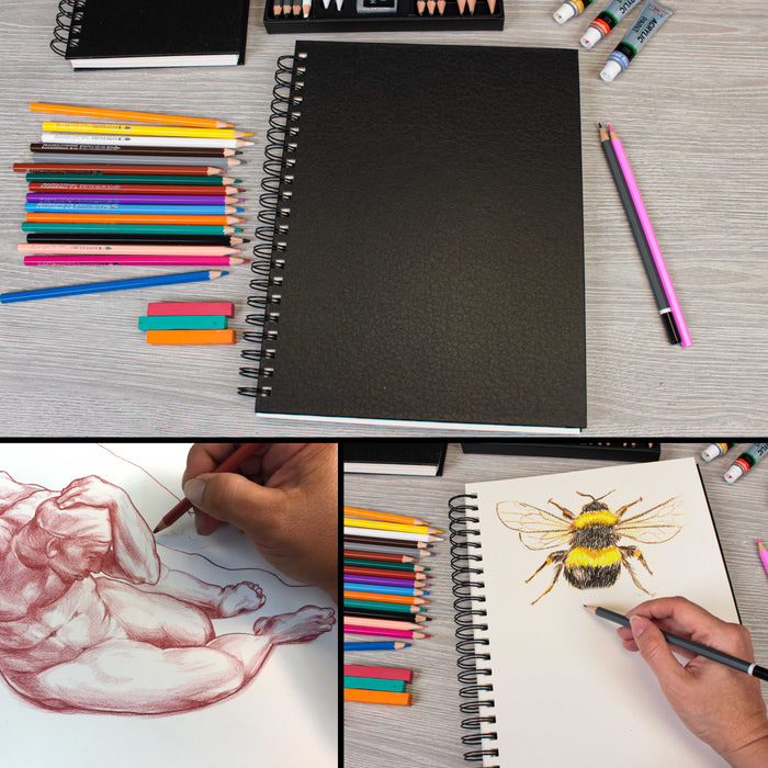 8.5" x 11" Premium Hardbound Sketch Book, 2 Pack, 80 Sheets Each, 70 lb (110gsm) - Hardcover Spiral Bound Artist Field, Small Sketch Pad, Acid-Free Drawing Pad - Adults, Students