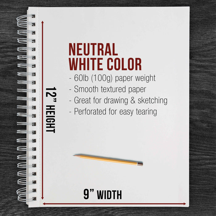 9" x 12" Left Hand Spiral 60lb Sketch Drawing Pad (Pack of 2)