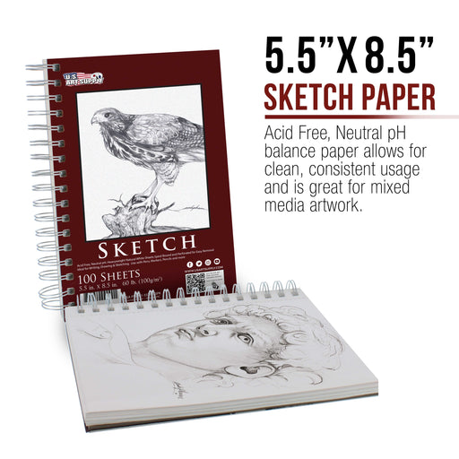 Pro Art Sketch Pad 8.5x11 75 sheets, 60lb, Side Wire, Sketch