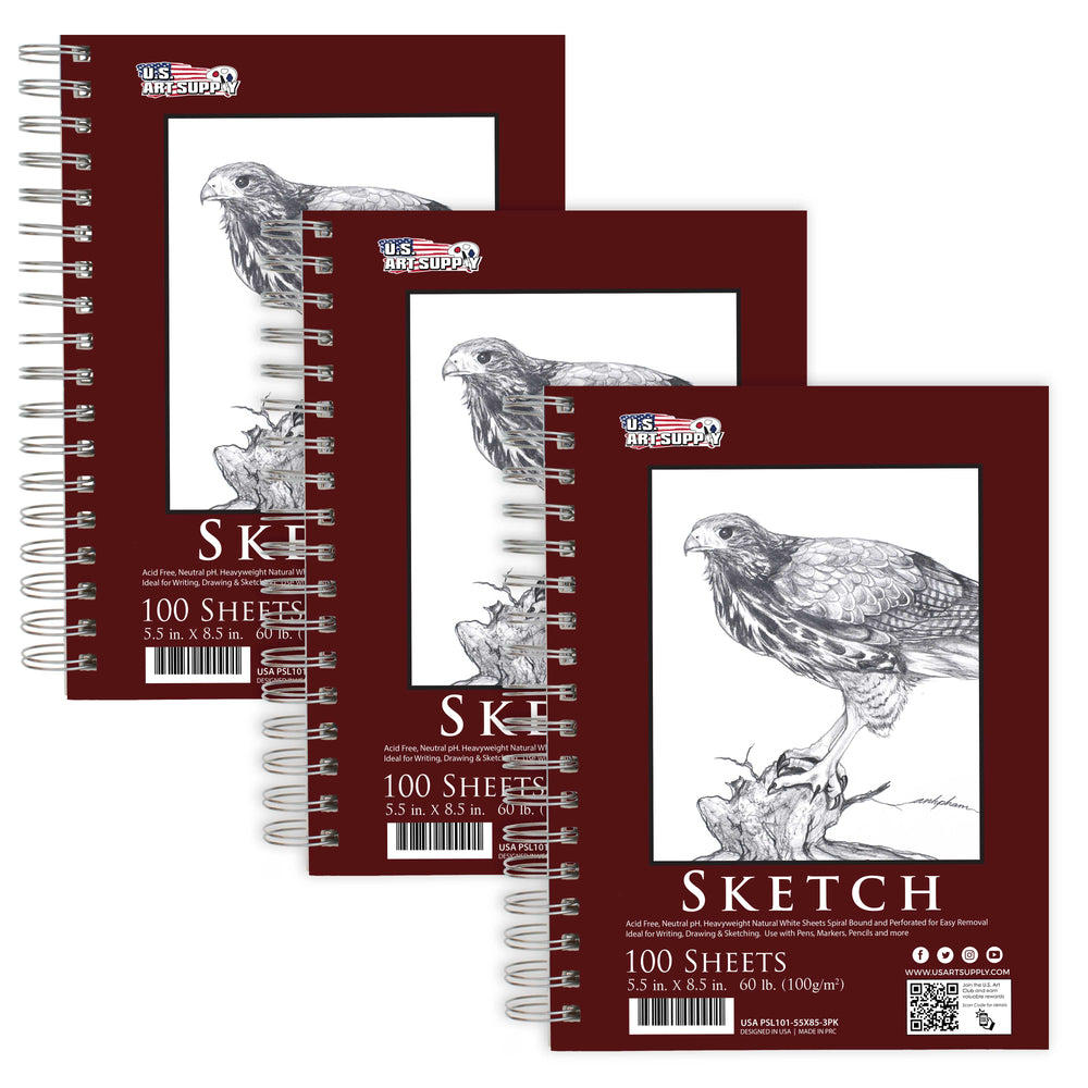 5.5" x 8.5" Left Hand Spiral 60lb Sketch Drawing Pad (Pack of 2)