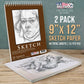 9"x12" Premium Heavy-Weight Paper Spiral Bound Sketch Book: 90 Pound (160gsm), 30-Sheet Drawing Pad (2 Pack)