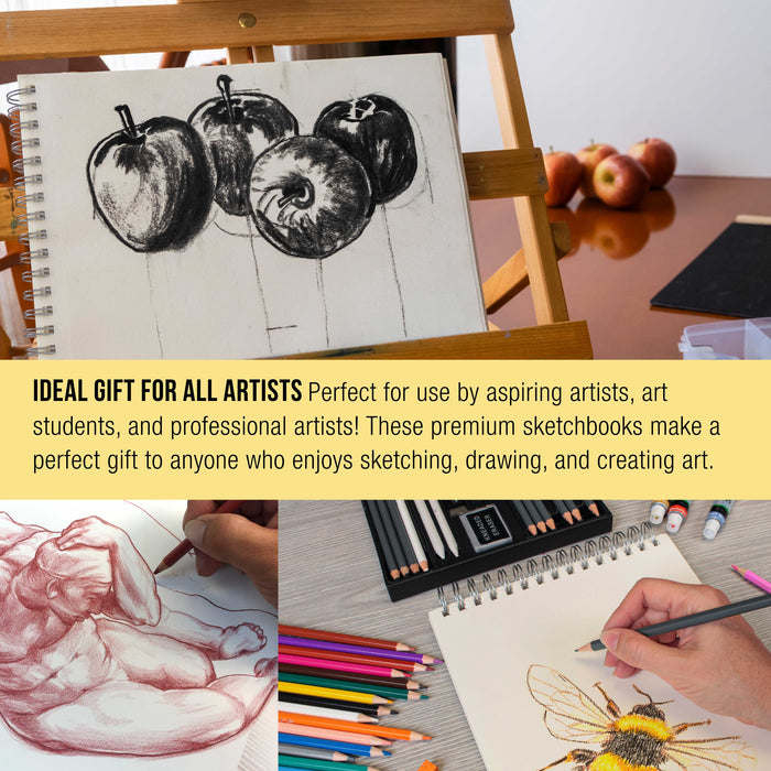 9"x12" Premium Heavy-Weight Paper Spiral Bound Sketch Book: 90 Pound (160gsm), 30-Sheet Drawing Pad (2 Pack)