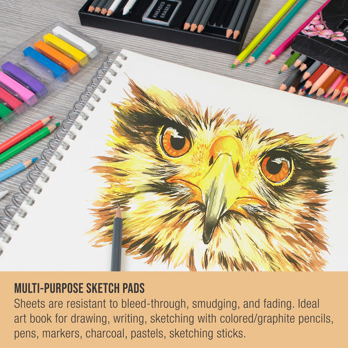 11"x14" Premium Heavy-Weight Paper Spiral Bound Sketch Book: 90 Pound (160gsm), 30-Sheet Drawing Pad (2 Pack)