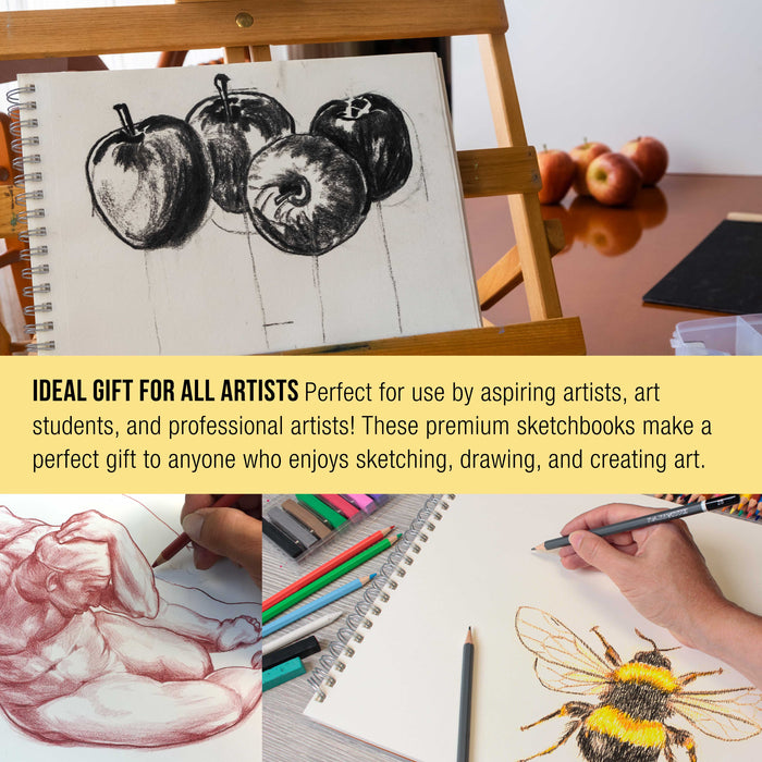 11"x14" Premium Heavy-Weight Paper Spiral Bound Sketch Book: 90 Pound (160gsm), 30-Sheet Drawing Pad (2 Pack)