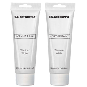 Titanium White Acrylic Paint - 2 Extra-Large 120ml Tubes - High Opacity, Strong Tinting Strength, Acrylic Paints for Canvas Painting, Wood & Media