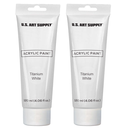 Titanium White Acrylic Paint - 2 Extra-Large 120ml Tubes - High Opacity, Strong Tinting Strength, Acrylic Paints for Canvas Painting, Wood & Media