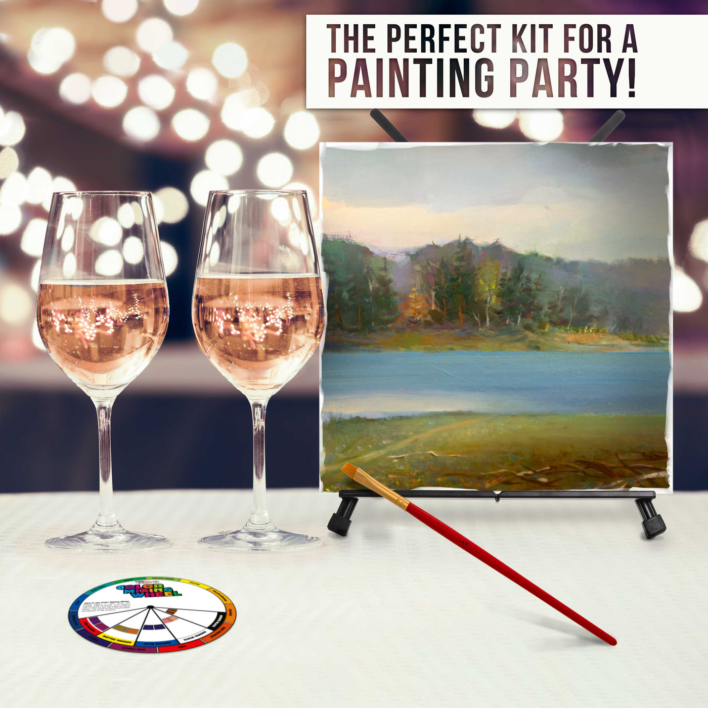 Paint And Wine Art Party Painting Kit 6 Easels, Paint, Canvas Panels ...