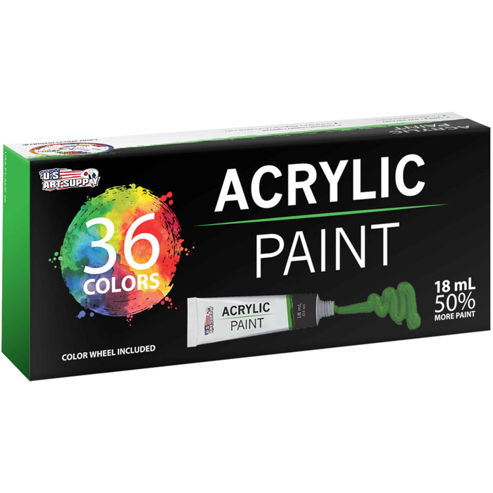 Professional 36 Color Set of Acrylic Paint in Large 18ml Tubes - Rich Vivid Colors for Artists, Students, Beginners - Canvas Portrait Paintings