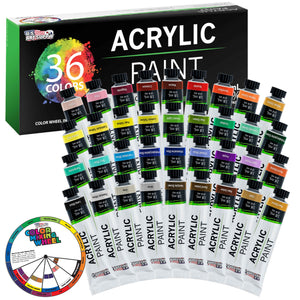 36 Color Professional Acrylic Paint Set in 12ml Tubes - Art Painting Supplies for Adults, Artists, Students, Beginners - Canvas Portrait Paintings
