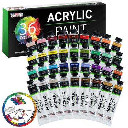 36 Color Professional Acrylic Paint Set in 12ml Tubes - Art Painting Supplies for Adults, Artists, Students, Beginners - Canvas Portrait Paintings