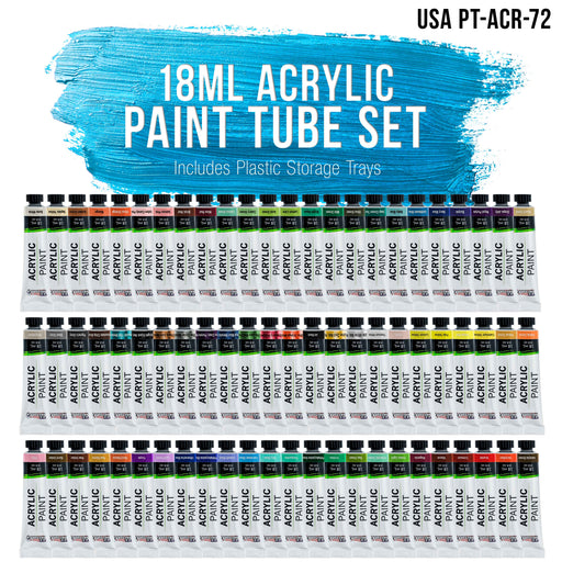 U.S. Art Supply Professional 72 Color Set of Acrylic Paint in Large 18ml Tubes - Rich Vivid Colors for Artists, Students, Beginners - Canvas Paintings