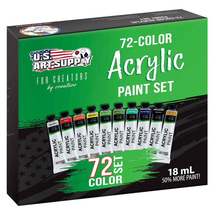 U.S. Art Supply Professional 72 Color Set of Acrylic Paint in Large 18ml Tubes - Rich Vivid Colors for Artists, Students, Beginners - Canvas Paintings