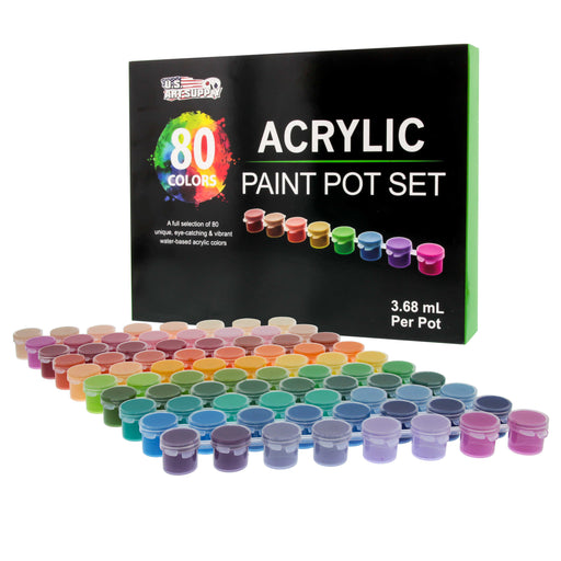 Professional 80 Color Set of Acrylic Paint Pot Set - 3.68mL Pots - Rich Vivid Colors for Artists, Students, Beginners - Canvas Portrait Paintings