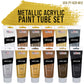 12-Color Metallic Acrylic Paint Set - 75ml Tubes - Acrylic Paint for Canvas Painting, Wood Crafts & Rock Painting