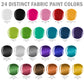 24 Color Permanent Acrylic Fabric Paint Set, 2oz, with 7 Brushes - Textile Paints for Clothes, Denim, Canvas, Upholstery & Furniture - Permanent Fabric Paints
