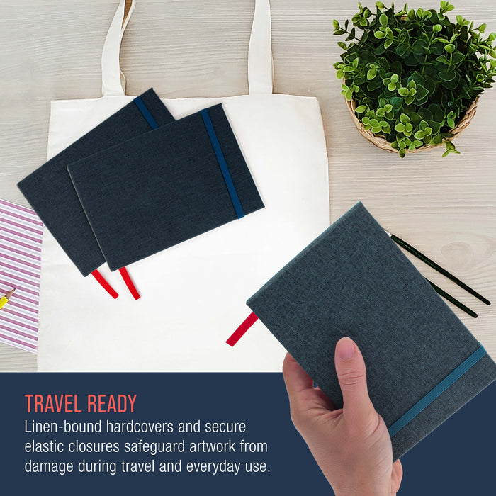 4 x 6" Watercolor Book (3 Pack, 76 Sheets Each) - 110lb (230 GSM) Linen-Bound Hardcover Artist Paper Pads - Acid-Free Cold-Pressed Watercolor Paper Pad Mixed Media