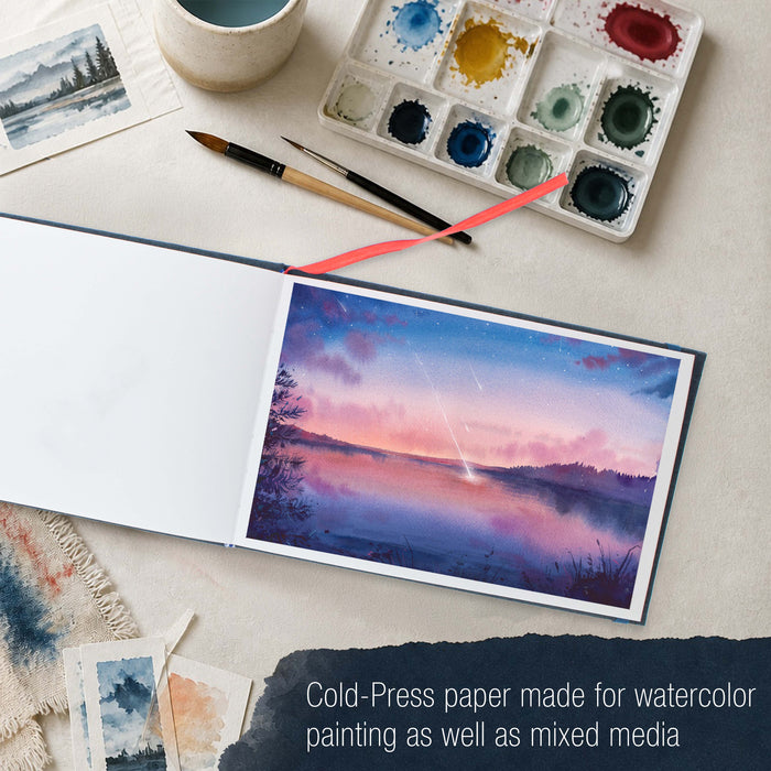 5 x 7" Watercolor Book (2 Pack, 76 Sheets Each) - 110lb (230 GSM) Linen-Bound Hardcover Artist Paper Pads - Acid-Free Cold-Pressed Watercolor Paper Pad Mixed Media