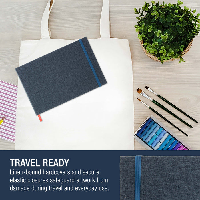 5 x 7" Watercolor Book (2 Pack, 76 Sheets Each) - 110lb (230 GSM) Linen-Bound Hardcover Artist Paper Pads - Acid-Free Cold-Pressed Watercolor Paper Pad Mixed Media