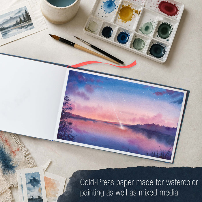 6 x 10" Watercolor Book (2 Pack, 76 Sheets Each) - 110lb (230 GSM) Linen-Bound Hardcover Artist Paper Pads - Acid-Free Cold-Pressed Watercolor Paper Pad Mixed Media