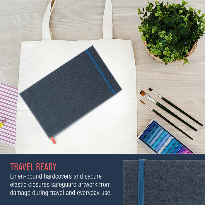 6 x 10" Watercolor Book (2 Pack, 76 Sheets Each) - 110lb (230 GSM) Linen-Bound Hardcover Artist Paper Pads - Acid-Free Cold-Pressed Watercolor Paper Pad Mixed Media