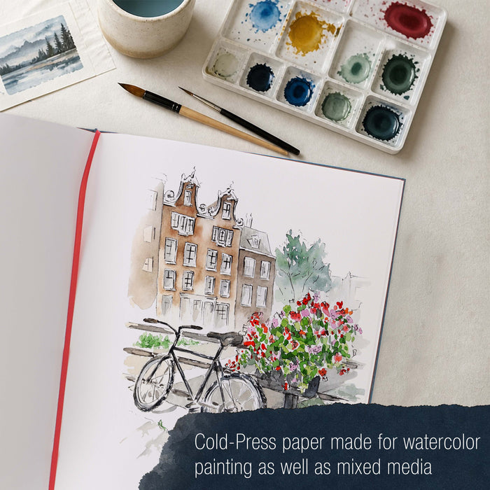 11 x 17" Watercolor Book (2 Pack, 76 Sheets Each) - 110lb (230 GSM) Linen-Bound Hardcover Artist Paper Pads - Acid-Free Cold-Pressed Watercolor Paper Pad Mixed Media