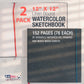 12 x 12" Watercolor Book (2 Pack, 76 Sheets Each) - 110lb (230 GSM) Linen-Bound Hardcover Artist Paper Pads - Acid-Free Cold-Pressed Watercolor Paper Pad Mixed Media