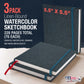 5.5 x 5.5" Watercolor Book (2 Pack, 76 Sheets Each) - 110lb (230 GSM) Linen-Bound Hardcover Artist Paper Pads - Acid-Free Cold-Pressed Watercolor Paper Pad Mixed Media