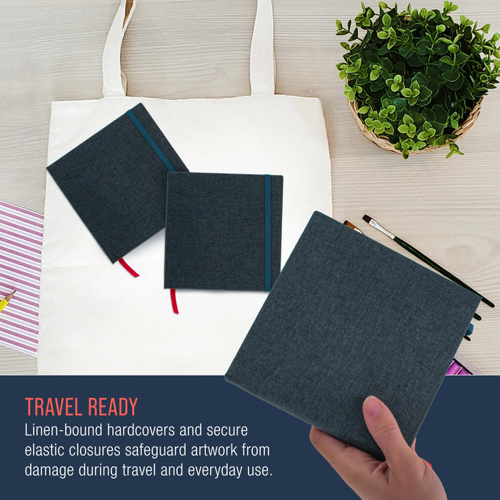 5.5 x 5.5" Watercolor Book (2 Pack, 76 Sheets Each) - 110lb (230 GSM) Linen-Bound Hardcover Artist Paper Pads - Acid-Free Cold-Pressed Watercolor Paper Pad Mixed Media