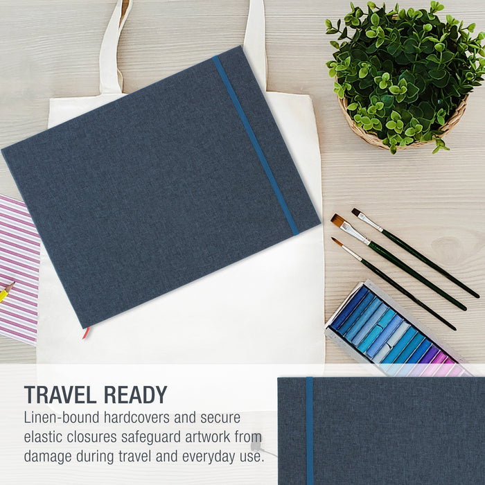 8.5 x 11" Watercolor Book (2 Pack, 76 Sheets Each) - 110lb (230 GSM) Linen-Bound Hardcover Artist Paper Pads - Acid-Free Cold-Pressed Watercolor Paper Pad Mixed Media