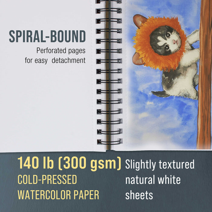 5.5" x 8.5" Premium Heavyweight Watercolor Paper Pad, Pack of 3 (30 Sheets Each), 140lb (300gsm) - Spiral Bound, Cold Pressed, Acid-Free, Wet, Water Color Paper - For Artists, Students