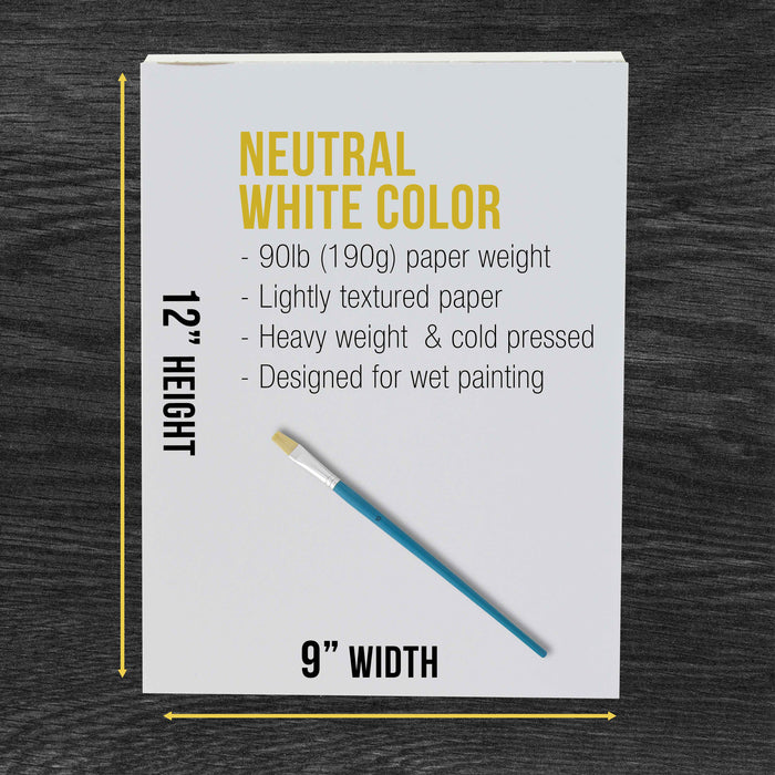 U.S. Art Supply 9" x 12" Heavyweight Watercolor Painting Paper Pad, Pack of 2, 24 Sheets Each, 90lb 190gsm - Cold Pressed, Acid-Free, Wet, Mixed Media