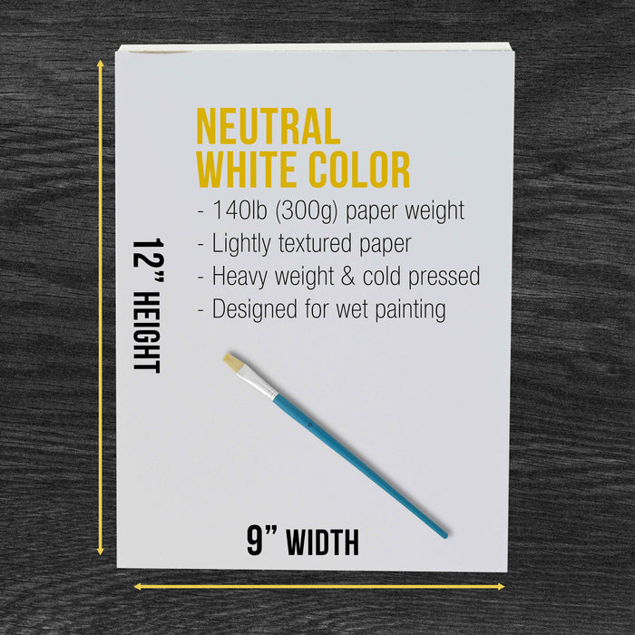 U.S. Art Supply 9" x 12" Heavyweight Watercolor Painting Paper Pad, Pack of 2, 12 Sheets Each, 140lb 300gsm, Cold Pressed, Acid-Free, Wet Mixed Media