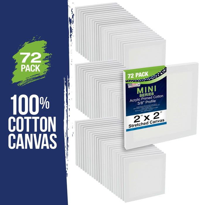 2" x 2" Mini Professional Primed Stretched Canvas 72-Pack