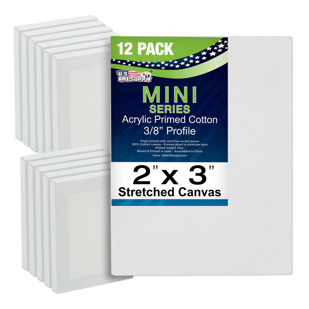 2" x 3" Mini Professional Primed Stretched Canvas 12 Pack