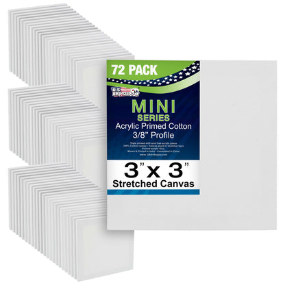3" x 3" Mini Professional Primed Stretched Canvas 72-Pack