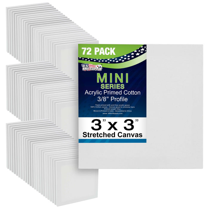 3" x 3" Mini Professional Primed Stretched Canvas 72-Pack