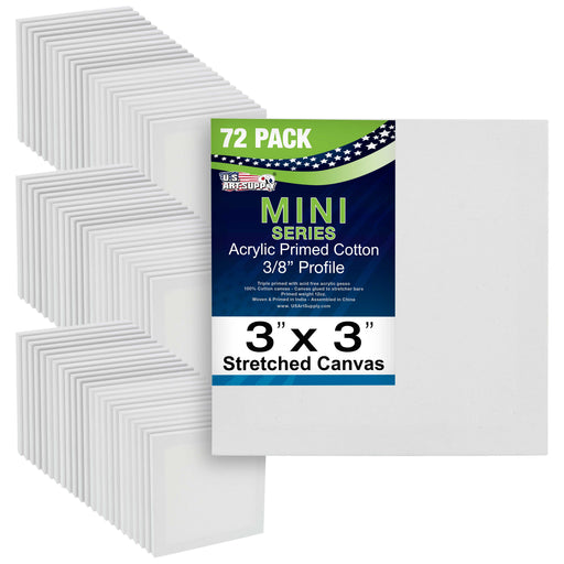3" x 3" Mini Professional Primed Stretched Canvas 72-Pack