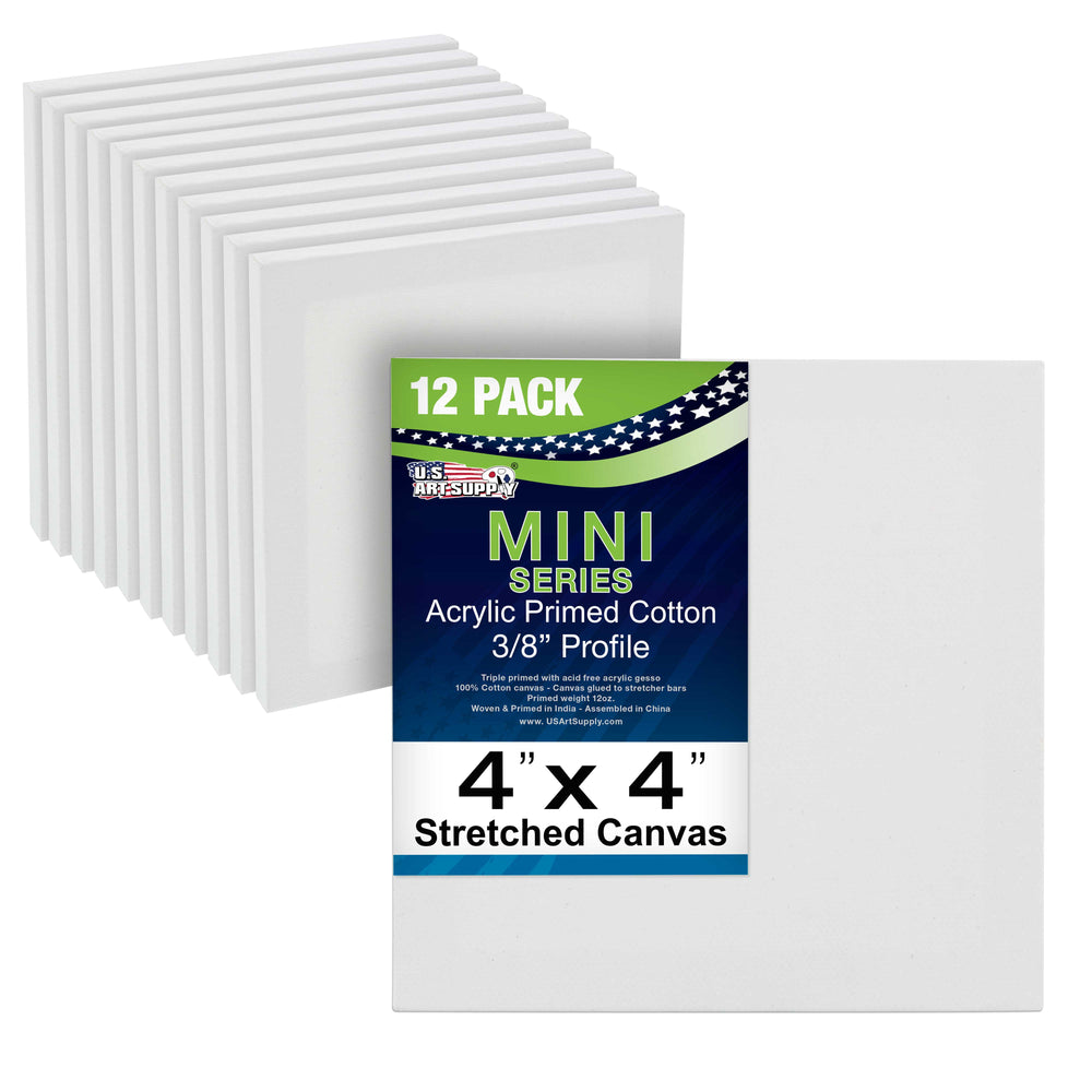 4" x 4" Mini Professional Primed Stretched Canvas 12 Pack