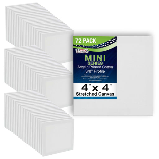 4" x 4" Mini Professional Primed Stretched Canvas 72 Pack