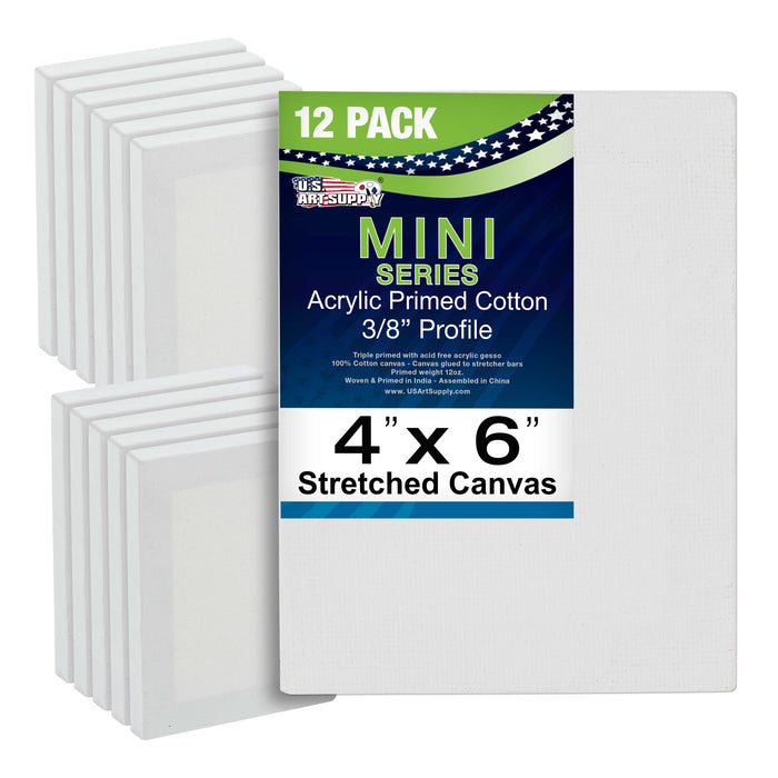 4" x 6" Mini Professional Primed Stretched Canvas 12 Pack