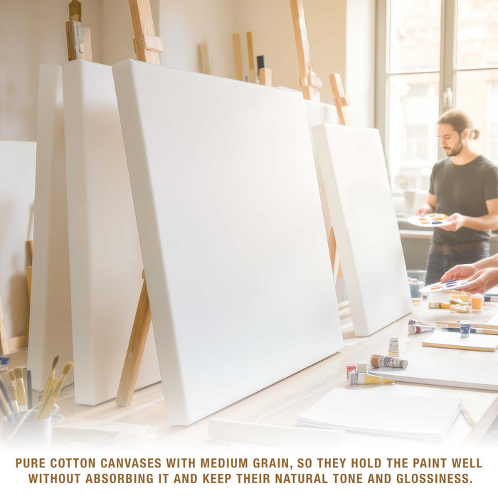 6 x 18 inch Stretched Canvas 12-Ounce Triple Primed, 6-Pack - Professional Artist Quality White Blank 3/4" Profile, 100% Cotton, Heavy-Weight Gesso