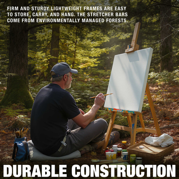 12 x 16 inch Stretched Canvas 12-Ounce Triple Primed, 6-Pack - Professional Artist Quality White Blank 3/4" Profile, 100% Cotton, Heavy-Weight Gesso