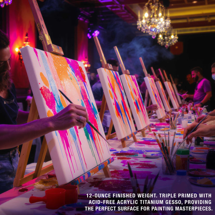 18 x 24 inch Stretched Canvas 12-Ounce Triple Primed, 3-Pack - Professional Artist Quality White Blank 3/4" Profile, 100% Cotton, Heavy-Weight Gesso - Acrylic Pouring, Oil Painting