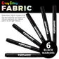 Super Markers Black Dual Tip Fabric Markers Permanent for Clothes - Set of 6 Fabric Pens with Permanent Ink, Double-Ended with Chisel Point and Fine Point Tips