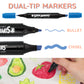 Super Markers 20 Vibrant Dual Tip Fabric Markers - Fine & Chisel Point Pens Fabric Marker Permanent for Clothes, T-Shirts - Permanent Ink Eye-Catching Vibrant & Bold Colors