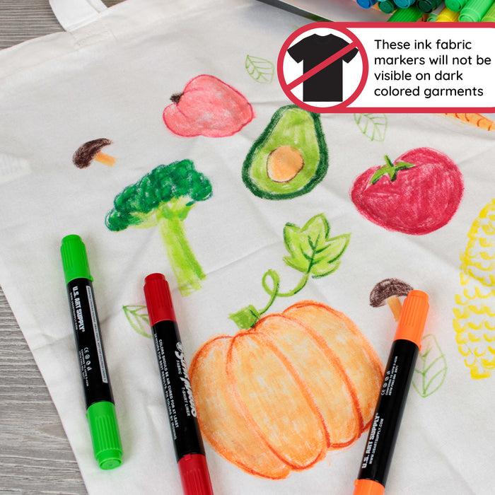 U.S. Art Supply Super Markers 40 Primary & Pastel Dual Tip Fabric Markers - Fine & Chisel Point Pens Fabric Marker Permanent for Clothes, T-Shirts - Permanent Ink Eye-Catching Pastel Colors