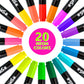 Super Markers 60 Primary, Pastel & Neon Dual Tip Fabric Markers - Fine & Chisel Point Pens Fabric Marker Permanent for Clothes, T-Shirts - Permanent Ink Eye-Catching Colors