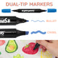 Super Markers 60 Primary, Pastel & Neon Dual Tip Fabric Markers - Fine & Chisel Point Pens Fabric Marker Permanent for Clothes, T-Shirts - Permanent Ink Eye-Catching Colors