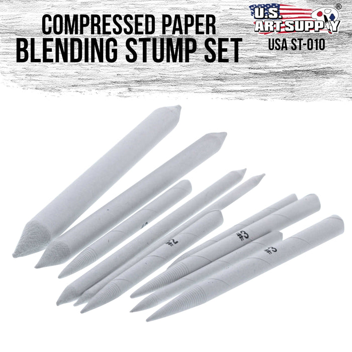 10 Piece Artist Blending Stump and Tortillion Art Blenders - Pencil, Charcoal, Graphite, Colored Pencils